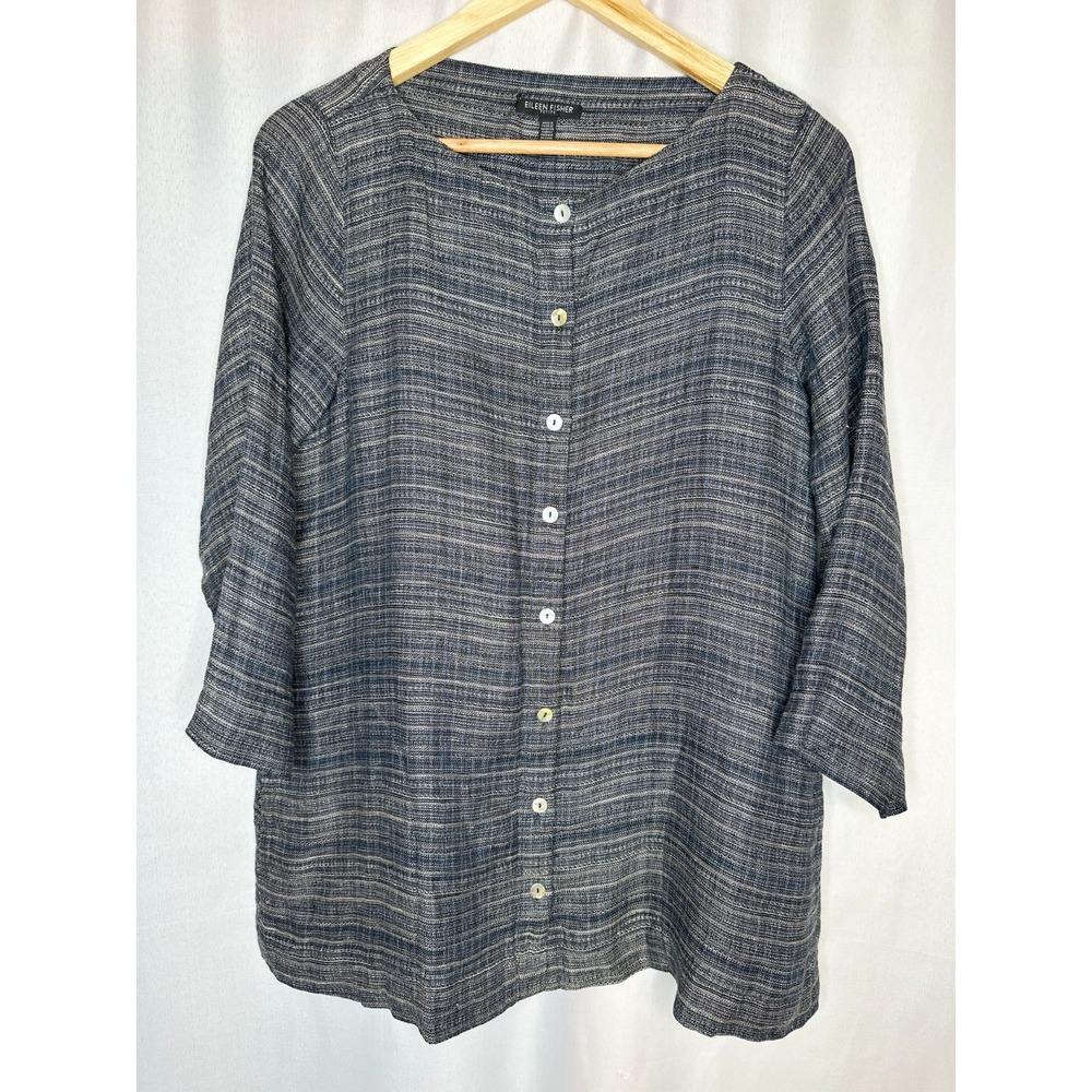 Eileen Fisher Organic Linen Coastline Tunic, SMALL PETITE Lagenlook Minimalist